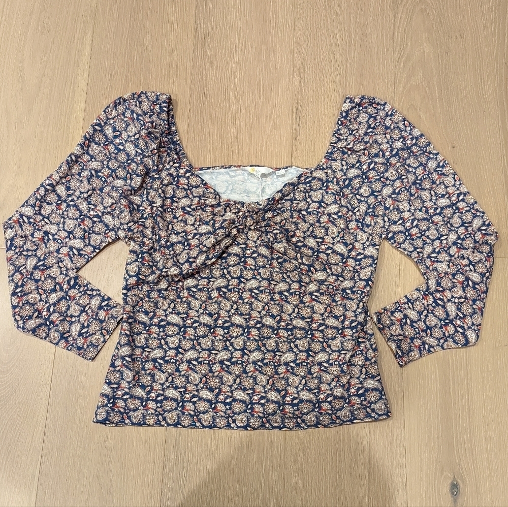Boden Navy and Cream Paisley Blouse